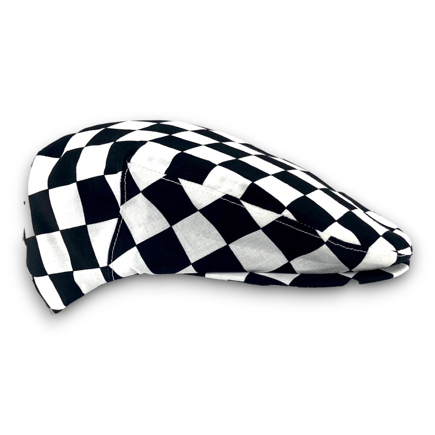 Custom Handmade Racing Checkered Flag Print Cotton Flat Cap
