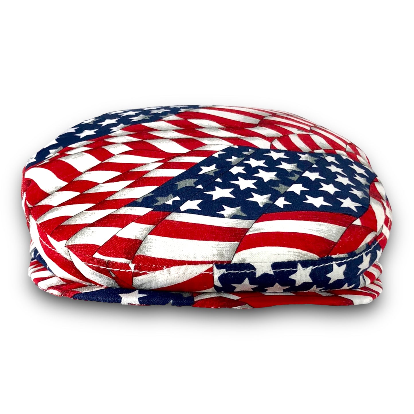 Custom Handmade Patriotic American Flag Inspired Patchwork Print Cotton Jeff Cap