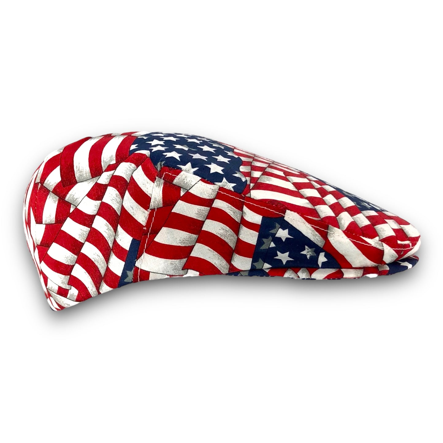 Custom Handmade Patriotic American Flag Inspired Patchwork Print Cotton Jeff Cap