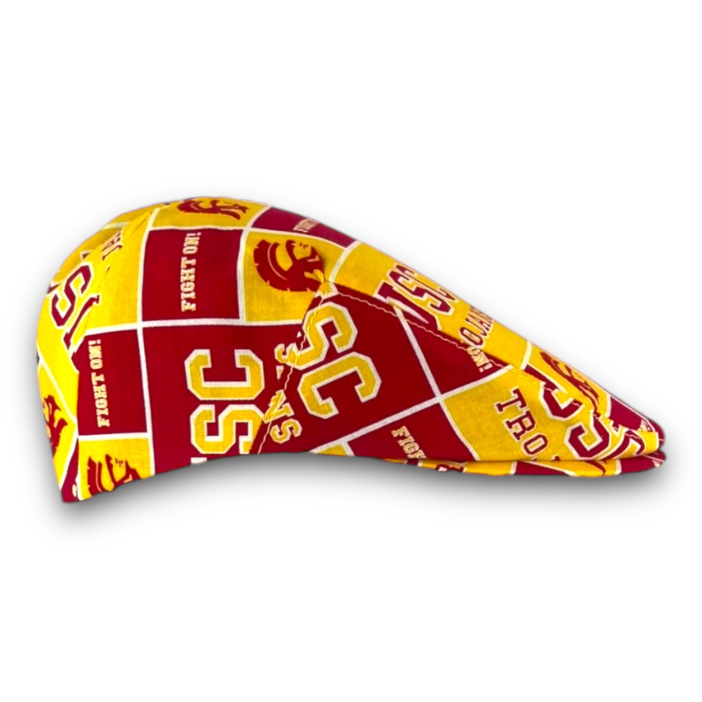 Custom Handmade Jeff Cap in USC University of Southern California Trojans Block Print Fabric