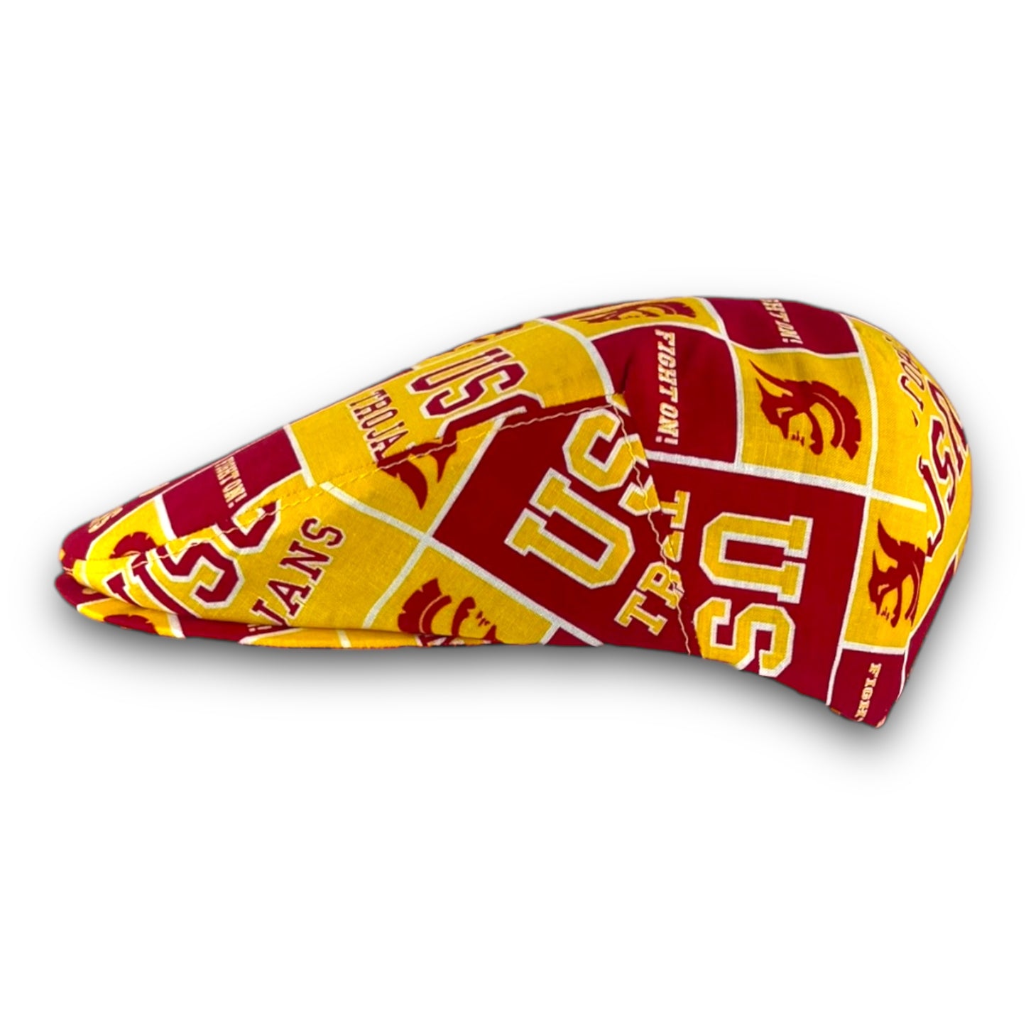 Custom Handmade Jeff Cap in USC University of Southern California Trojans Block Print Fabric