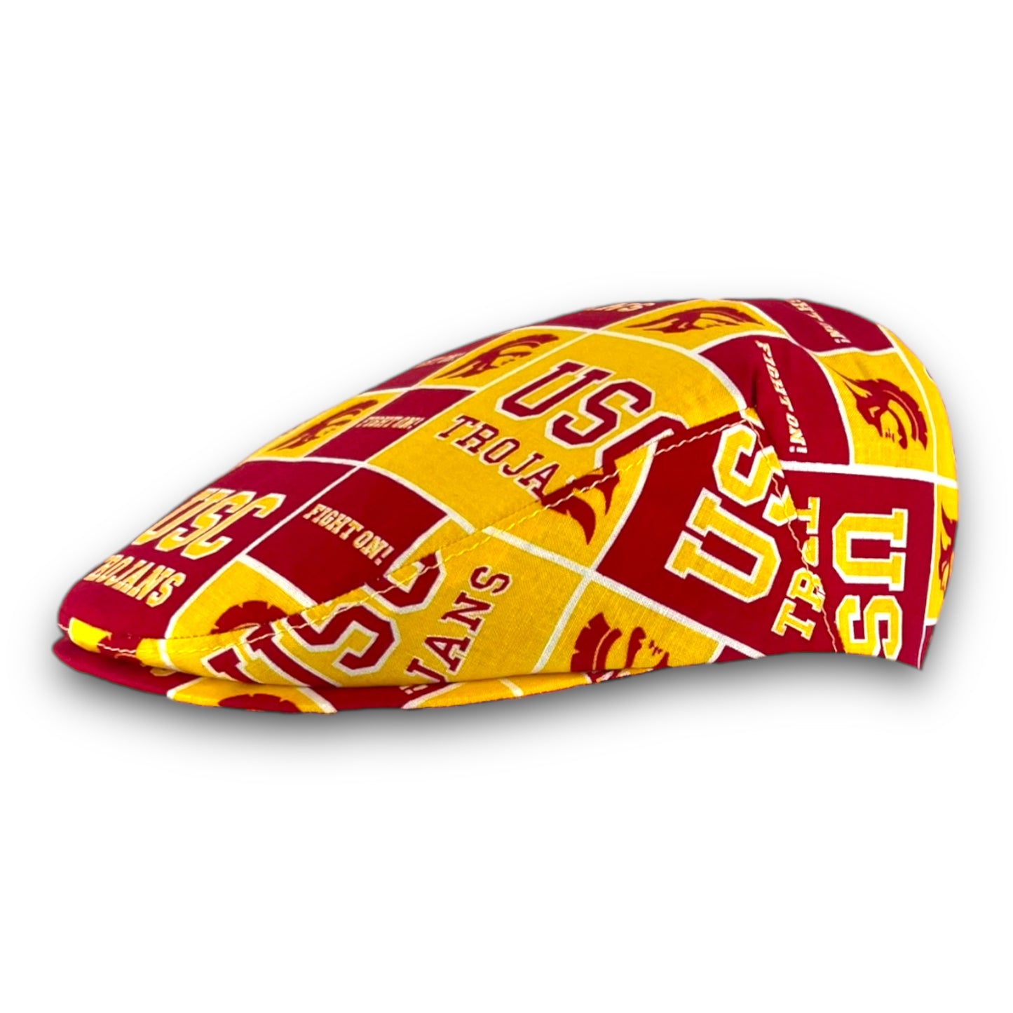 Custom Handmade Jeff Cap in USC University of Southern California Trojans Block Print Fabric