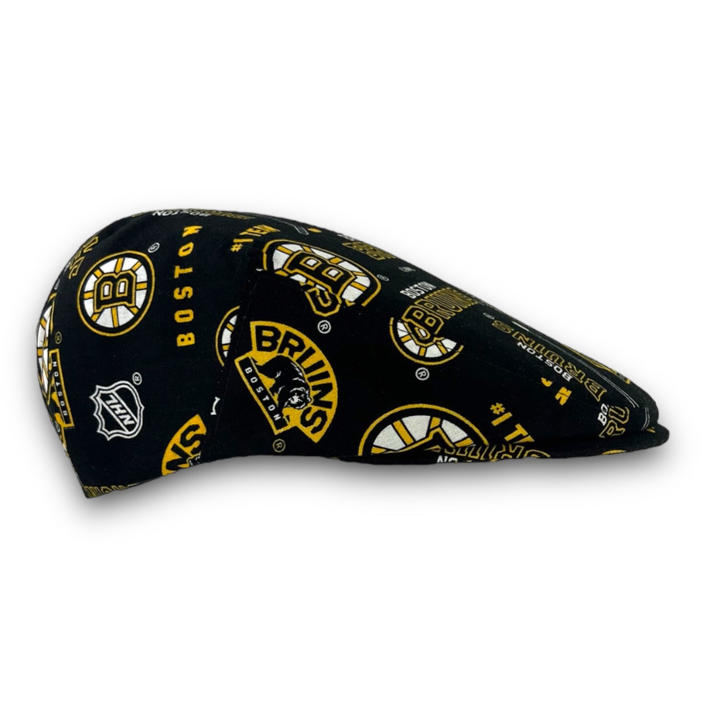 Custom Made Jeff Cap Handmade in Boston Bruins Print Fabric