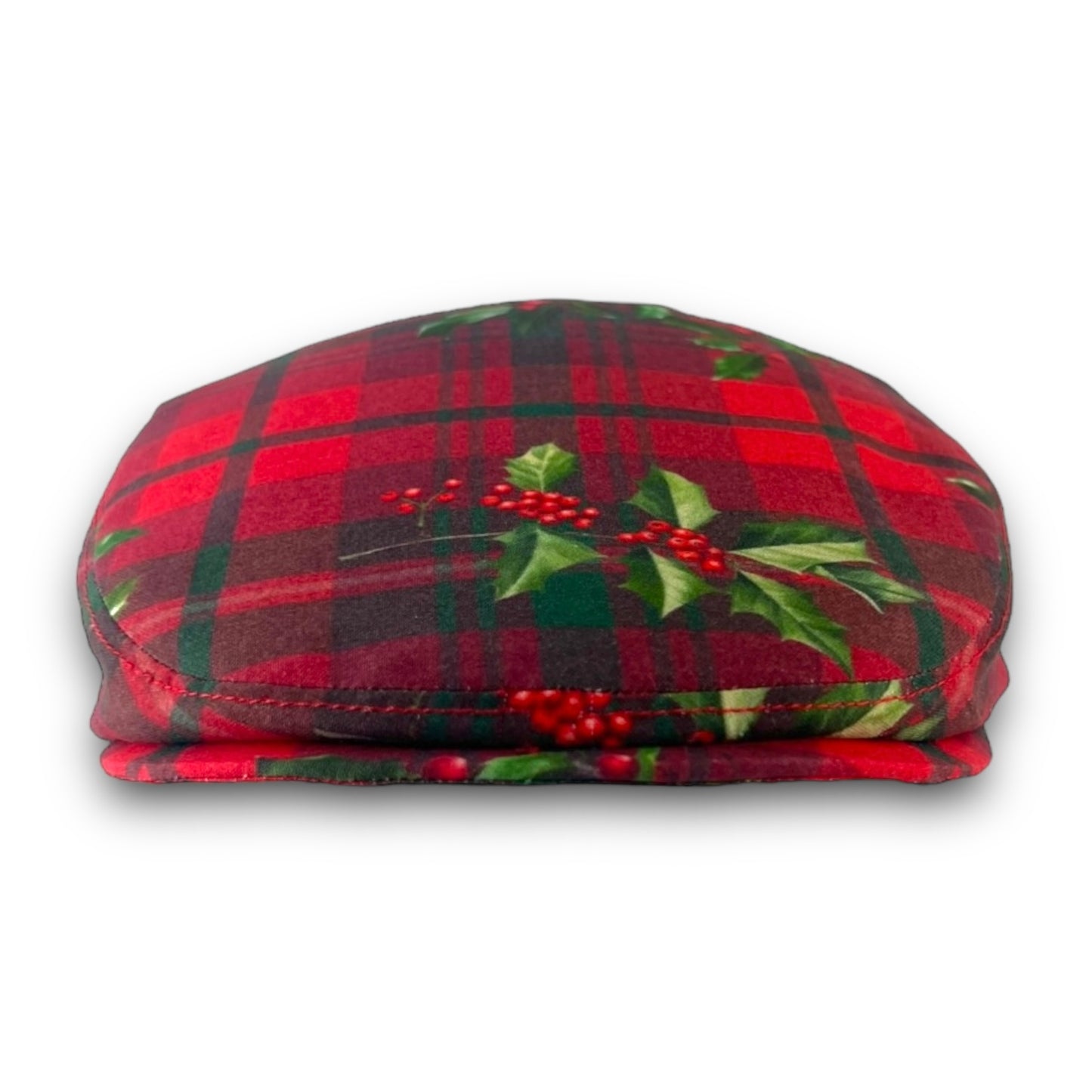 NEW Custom Handmade Holiday Christmas Holly Plaid Print Cotton Jeff Cap