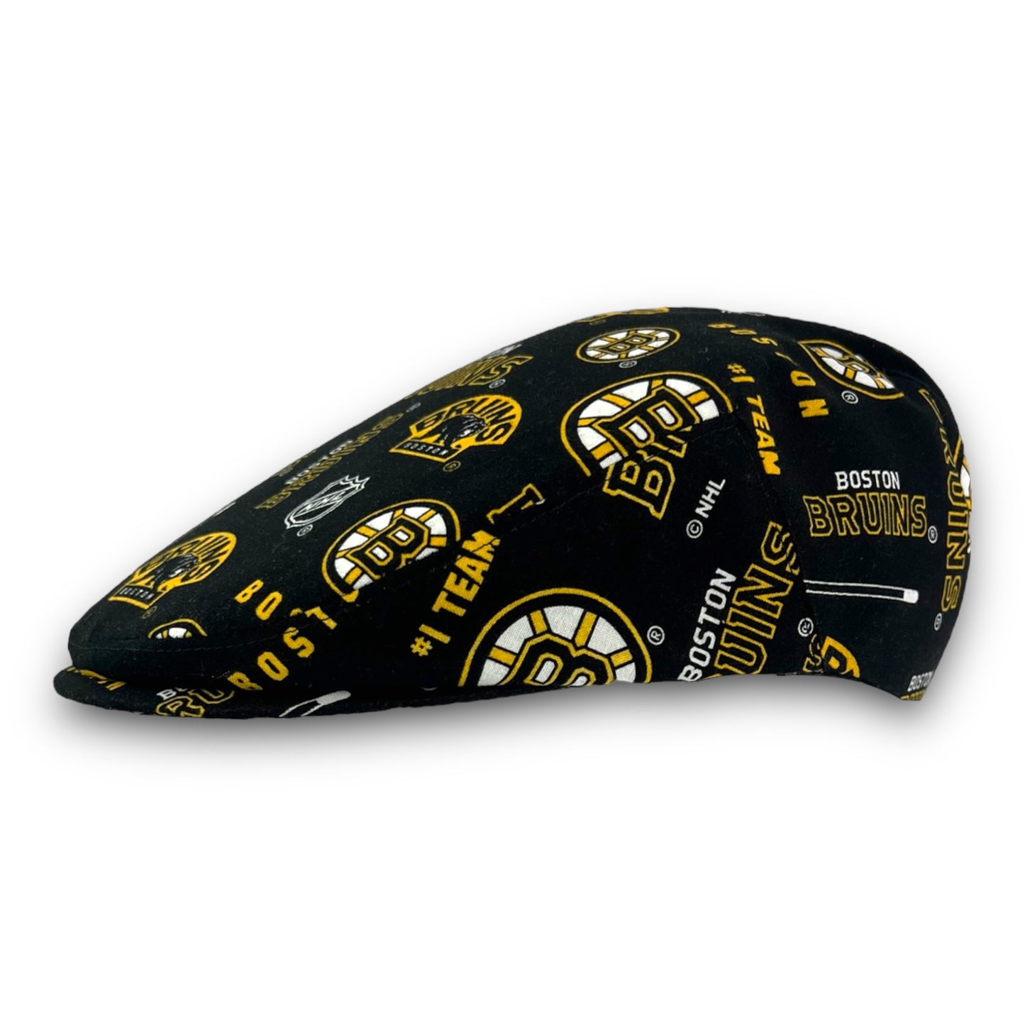 Custom Made Jeff Cap Handmade in Boston Bruins Print Fabric