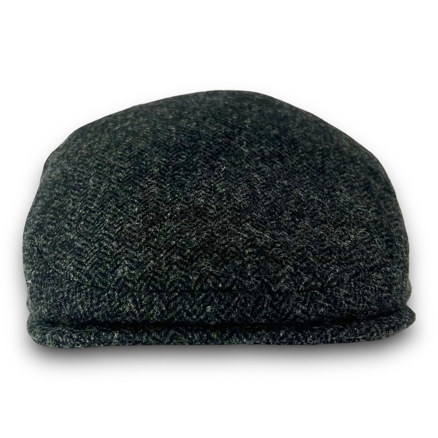 Black and Charcoal Grey Herringbone Wool Men's Sixpence Hat -  Flat Jeff Cap, Ivy Cap, Driving Cap for Men, Women, and Children