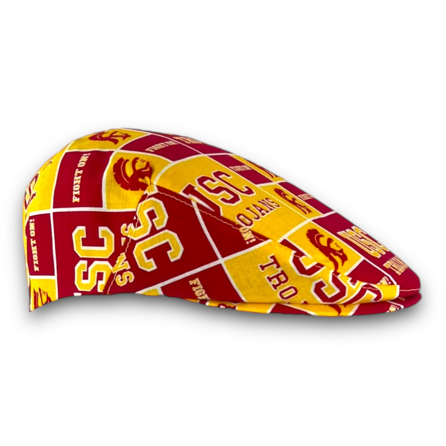 Custom Handmade Jeff Cap in USC University of Southern California Trojans Block Print Fabric