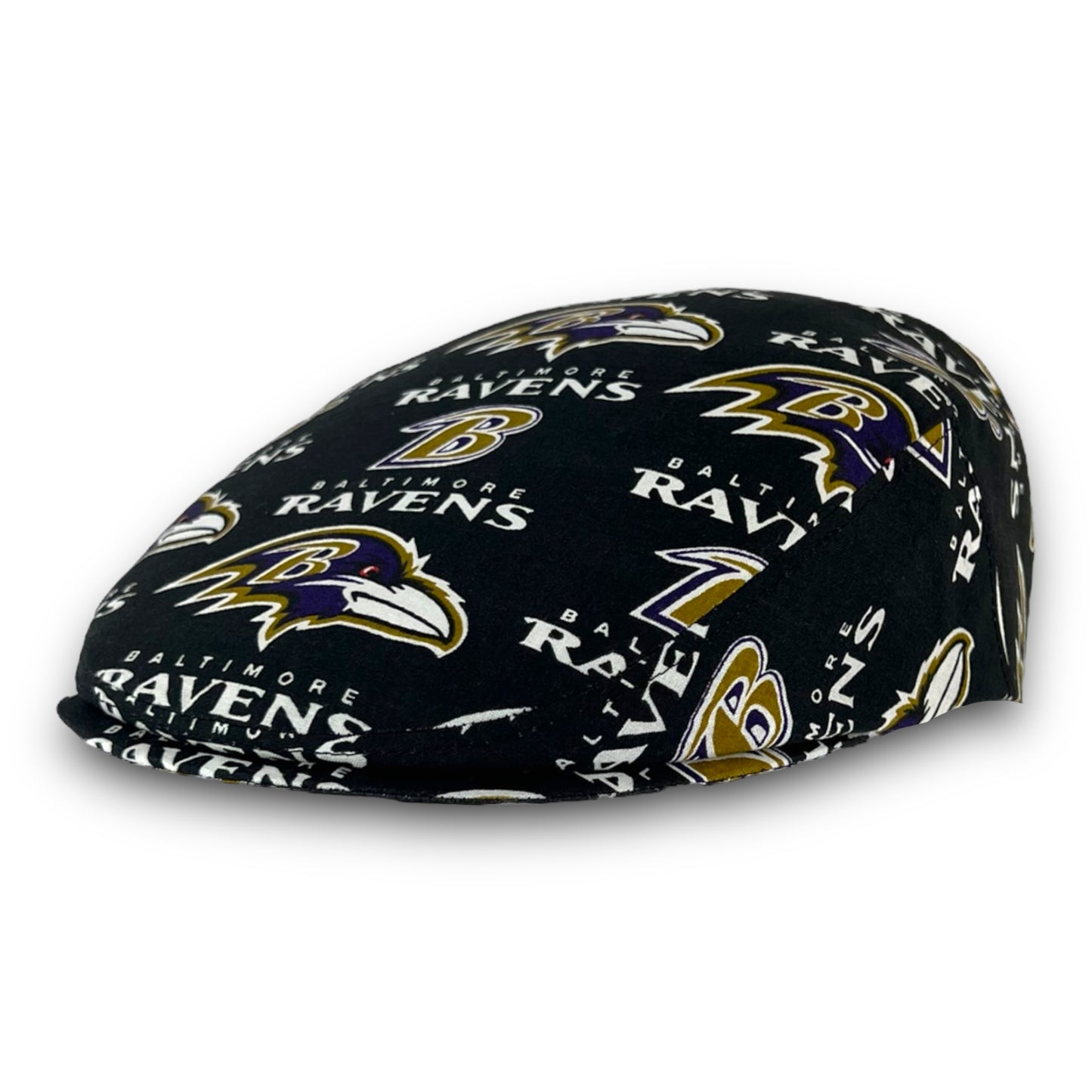 Custom Made Jeff Cap Handmade in Baltimore Ravens Print Fabric