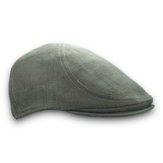 Custom Handmade 6-Panel Linen Flat Cap in Elephant Grey
