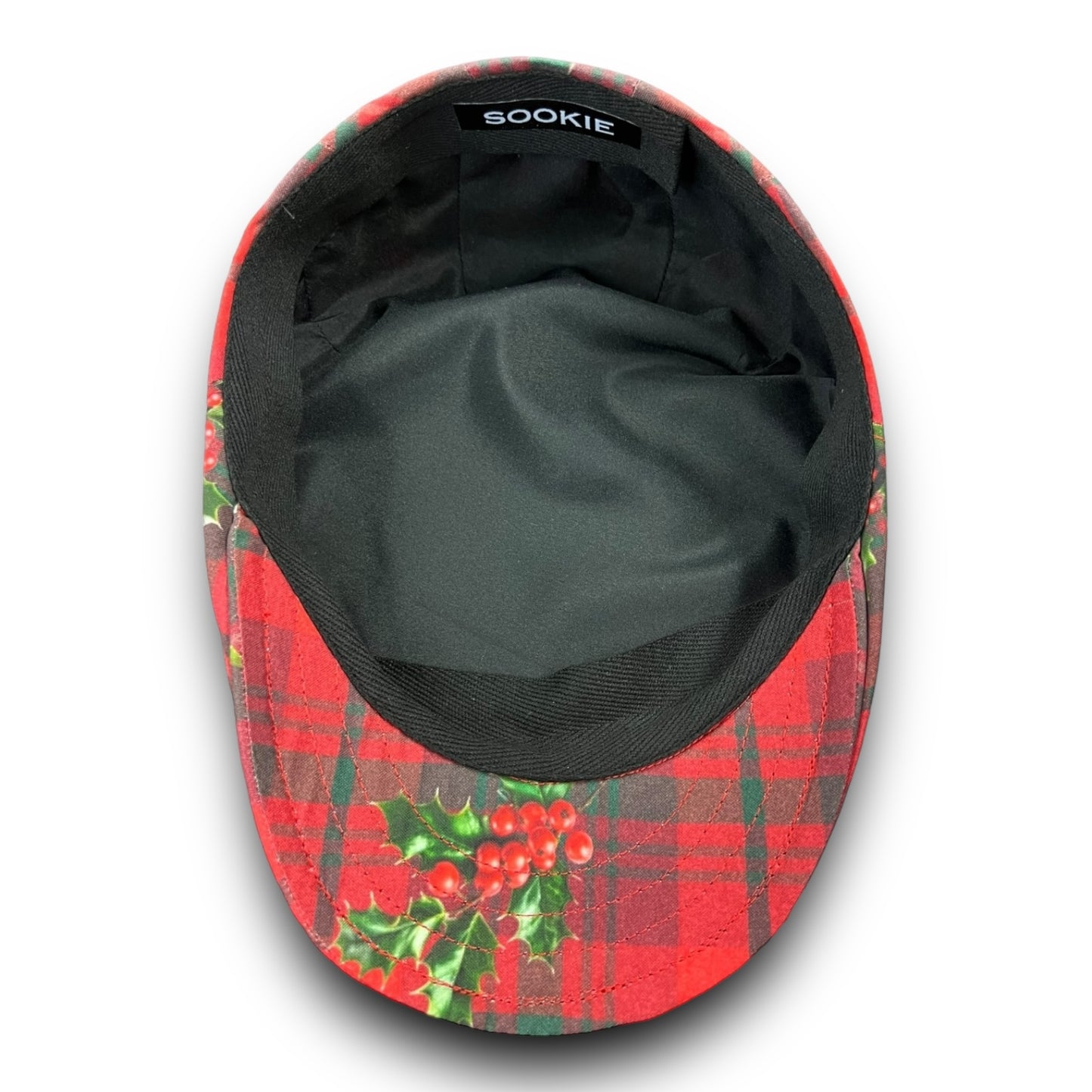 NEW Custom Handmade Holiday Christmas Holly Plaid Print Cotton Jeff Cap