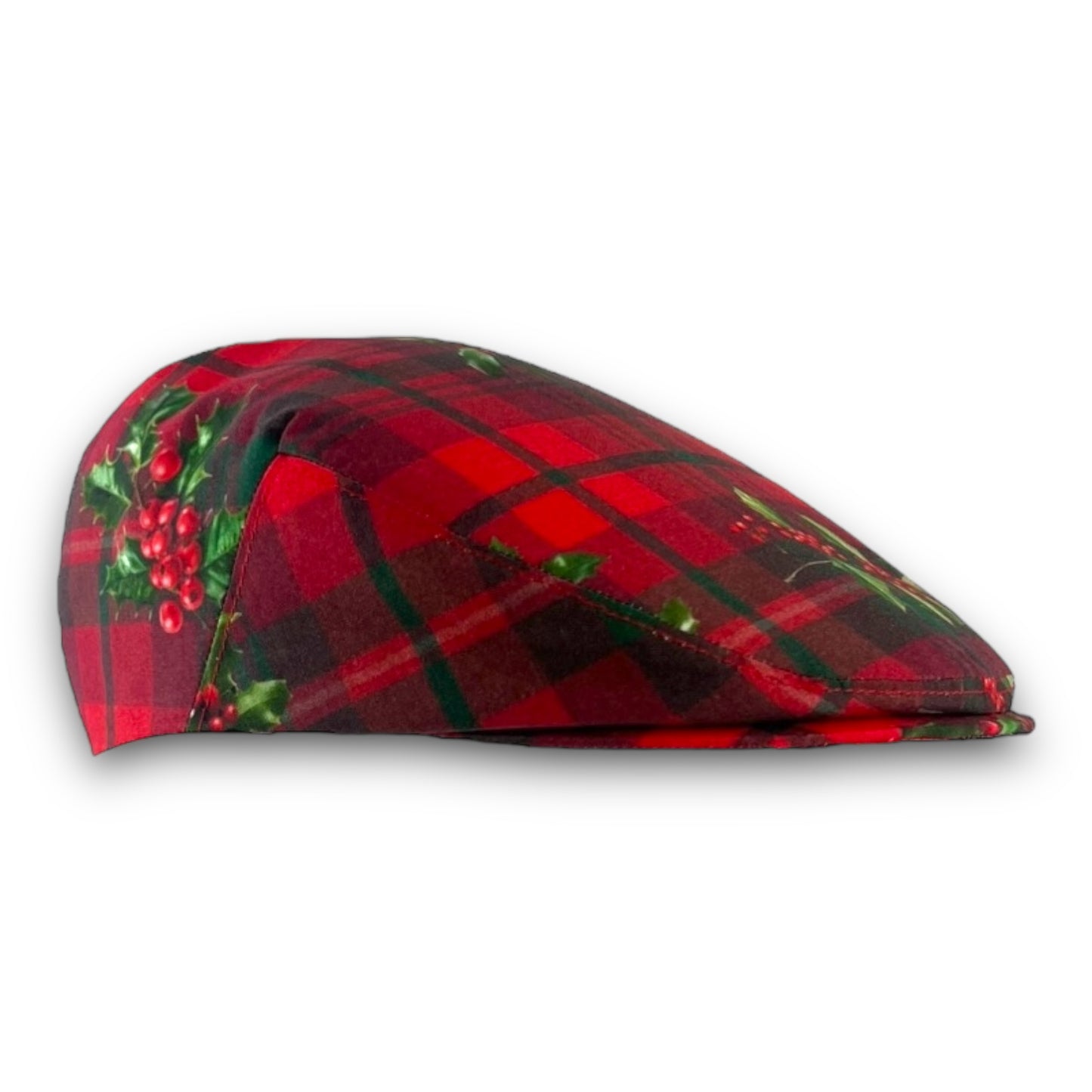 NEW Custom Handmade Holiday Christmas Holly Plaid Print Cotton Jeff Cap