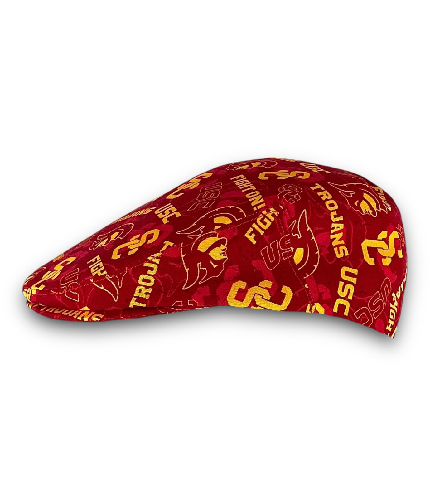 Custom Handmade Jeff Cap in USC University of Southern California Trojans Tone on Tone Print Fabric