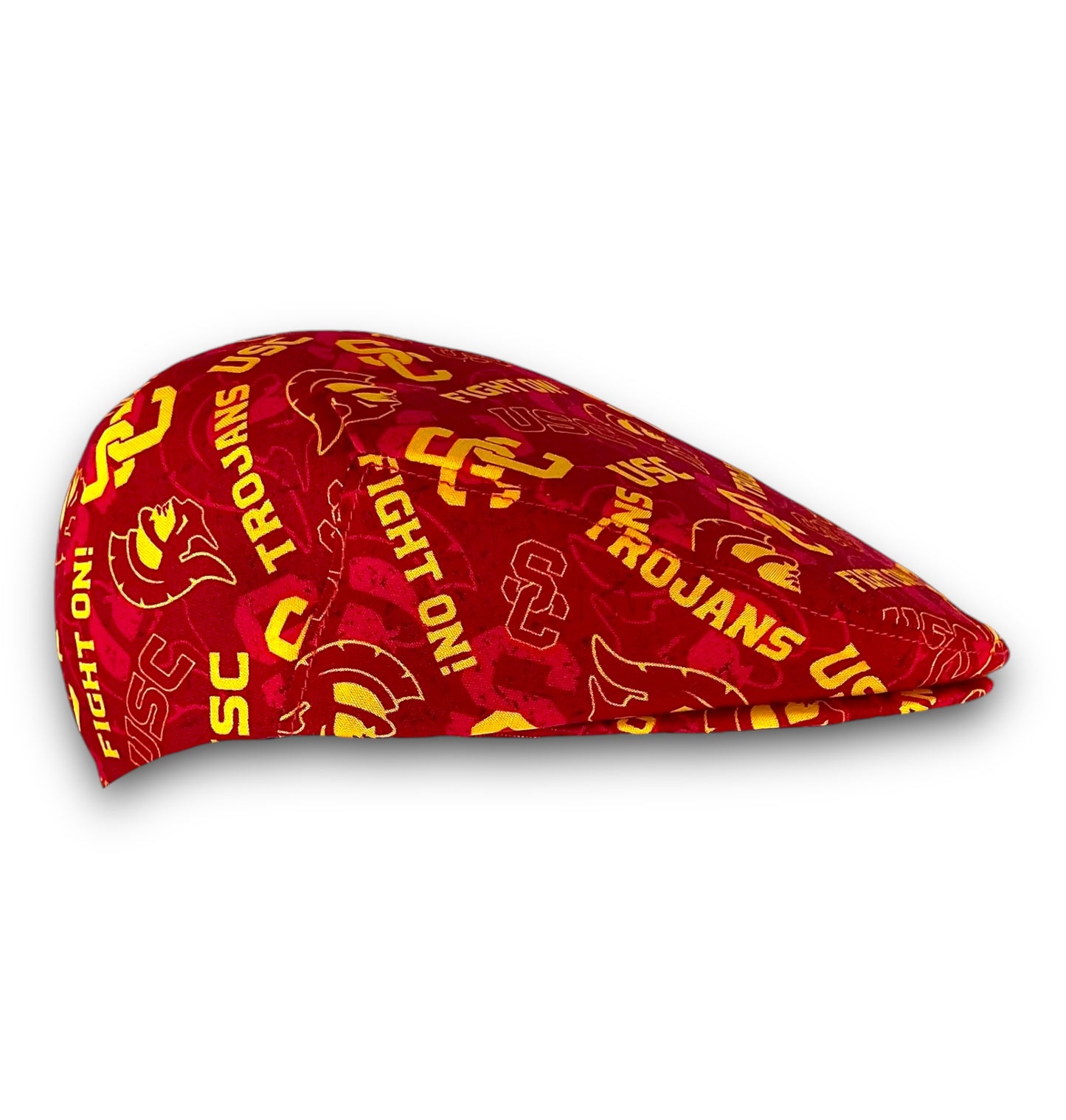 Custom Handmade Jeff Cap in USC University of Southern California Trojans Tone on Tone Print Fabric