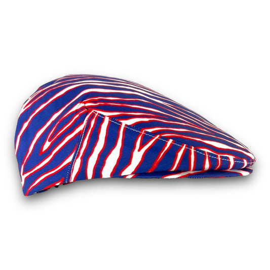 Custom Handmade Jeff Cap in Buffalo Bills Colors Zebra Stripe Print Fabric