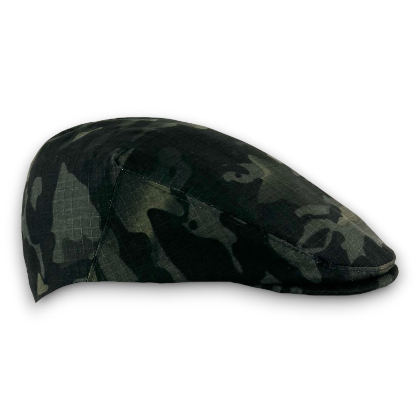 Custom Handmade Black Ripstop Multicam Nylon/Cotton Camouflage Flat Cap
