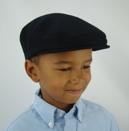 Custom Handmade  Black Wool Sixpence Ivy Hat -  Flat Jeff Cap, Ivy Cap, Driving Cap for Men, Women, and Children