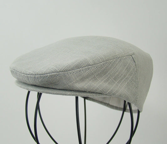 Custom Handmade  Baby Boy Silver Grey Linen Blend Flat Jeff Cap, Ivy , Driving Cap - Custom Handmade Infant Hat