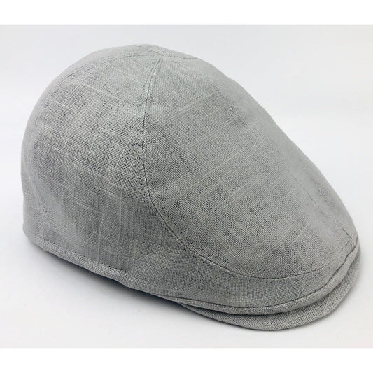 Custom Handmade  Custom 6 Panel Handmade Silver Grey Linen Flat Cap Driving Cap for Men