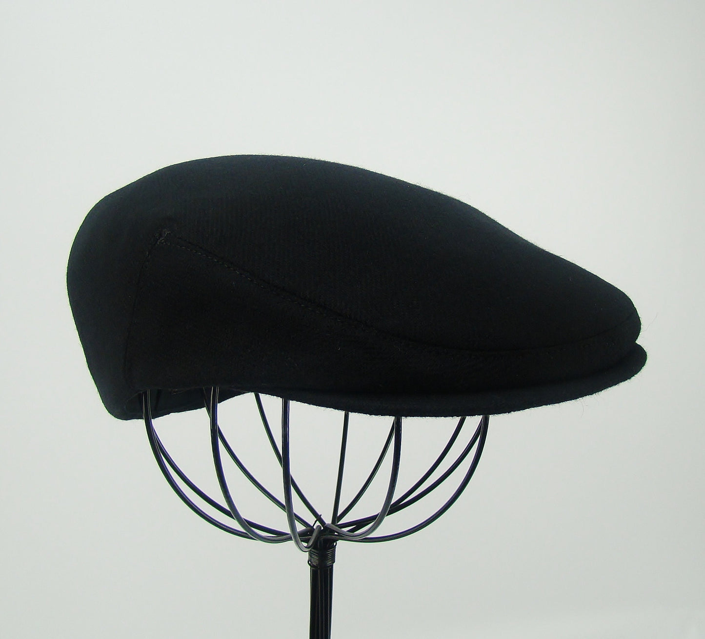 Custom Handmade  Black Wool Sixpence Ivy Hat -  Flat Jeff Cap, Ivy Cap, Driving Cap for Men, Women, and Children