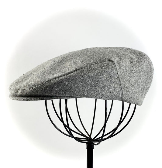 Custom Handmade  Grey Tweed-look Cotton Men's Sixpence Hat -  Flat Jeff Cap, Ivy Cap, Driving Cap for Men, Women, and Children