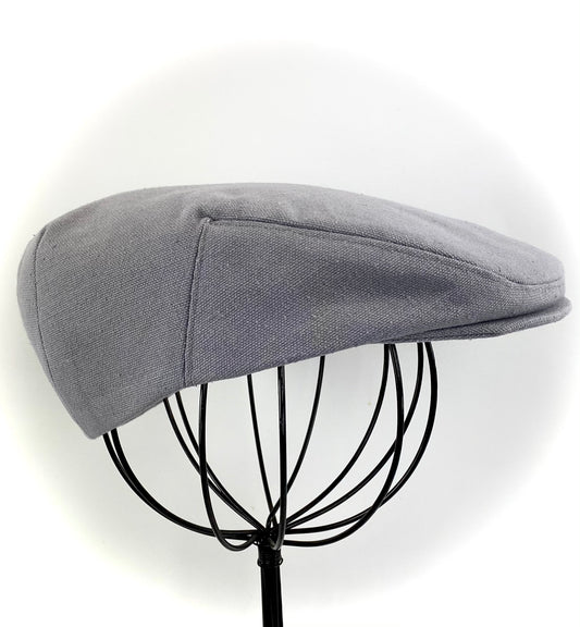 Custom Handmade  Grey Cotton Canvas Jeff Cap, Ivy Cap, Driving Cap for Men, Women, and Children