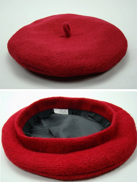 Custom Handmade  HAPPY VALENTINES DAY! Beret in Red Wool Blend - Ready to Ship