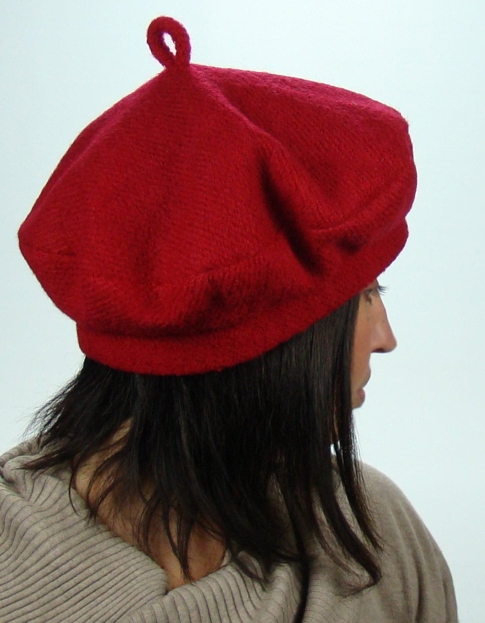 Custom Handmade  HAPPY VALENTINES DAY! Beret in Red Wool Blend - Ready to Ship