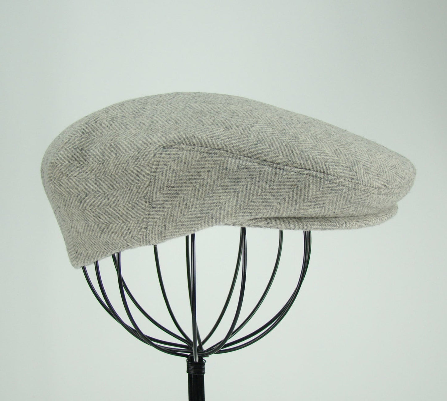 Custom Handmade  Men's Hat - Grey Wool Tweed Herringbone Golf Cap, Flat Jeff Cap, Ivy Cap, Driving Cap for Boys, Toddler, & Baby Too